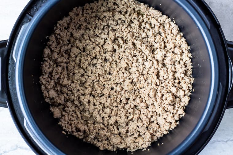 Cooked ground turkey in a instant pot