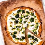 Spinach Ricotta Pizza with text overlay.