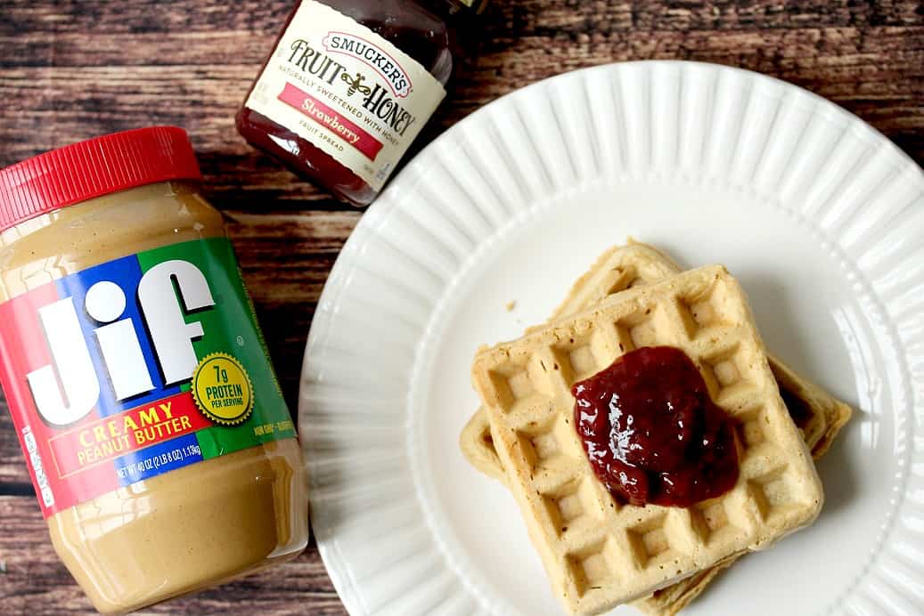 Gluten Free Peanut Butter and Jelly Waffles