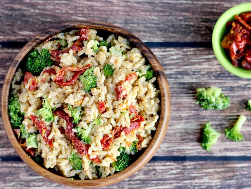Creamy Rice with Sun-dried Tomatoes and Broccoli