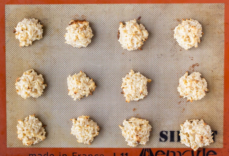 Baked Coconut Macaroons on a silpat baking mat