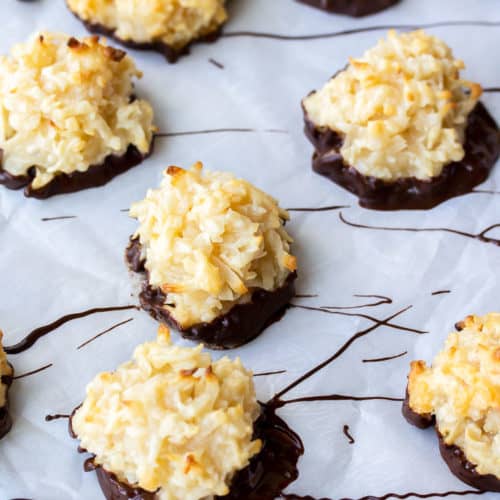 Chocolate Dipped Coconut Macaroons - Delicious Little Bites