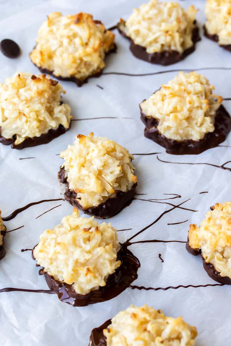 Chocolate Dipped Coconut Macaroons - Delicious Little Bites