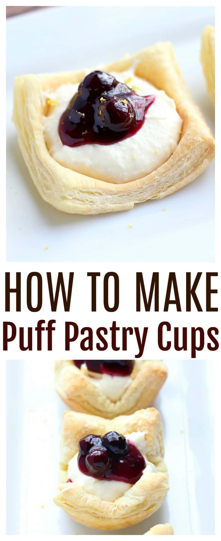 How to Make Puff Pastry Cups (2 methods) - Puff pastry cups can be used for so many delicious desserts and appetizers! These are two easy tutorials on how to make your own puff pastry cups! | #dlbrecipes #puffpastry #howto #puffpastrycups #desserts #appetizers