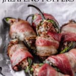 an image of bacon and blue cheeseburger poppers with text overlay