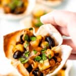 Southwestern chicken wonton cups with text overlay.