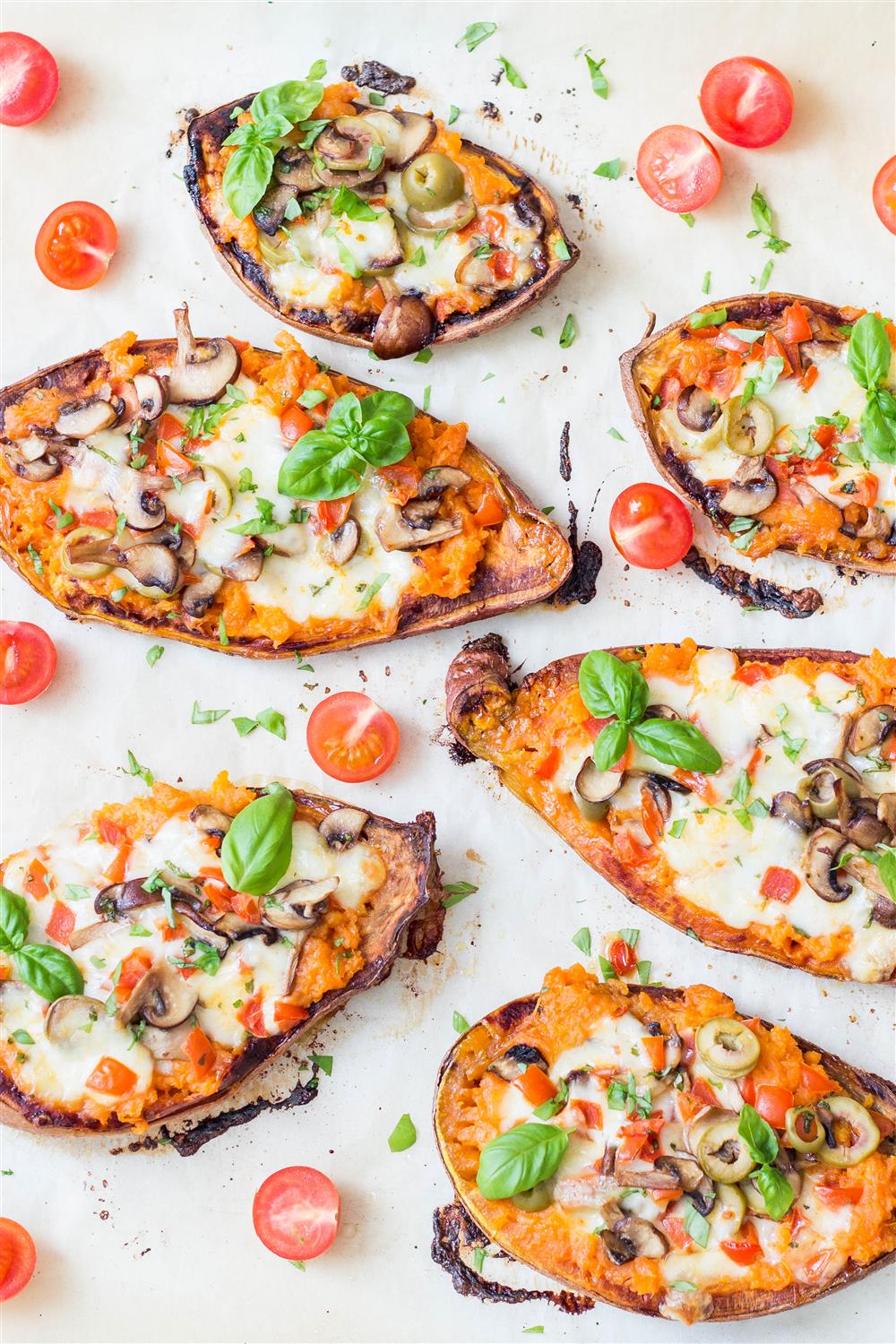 Pizza Stuffed Sweet Potatoes from Use Your Noodles 