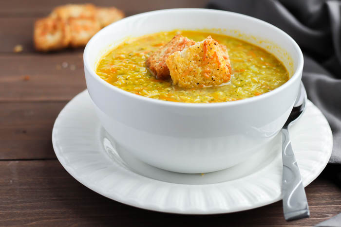California Blend Vegetable Soup with Parmesan Croutons