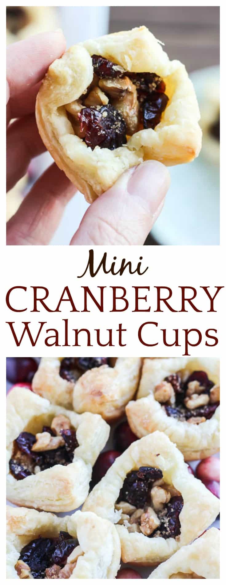  These Mini Cranberry Walnut Cups make a delicious appetizer or treat for the holidays! Made with Puff Pastry Sheets, sugar, and spice, they are sure to delight! #ad #InspiredByPuff #appetizers #holidayrecipes #DLBrecipes