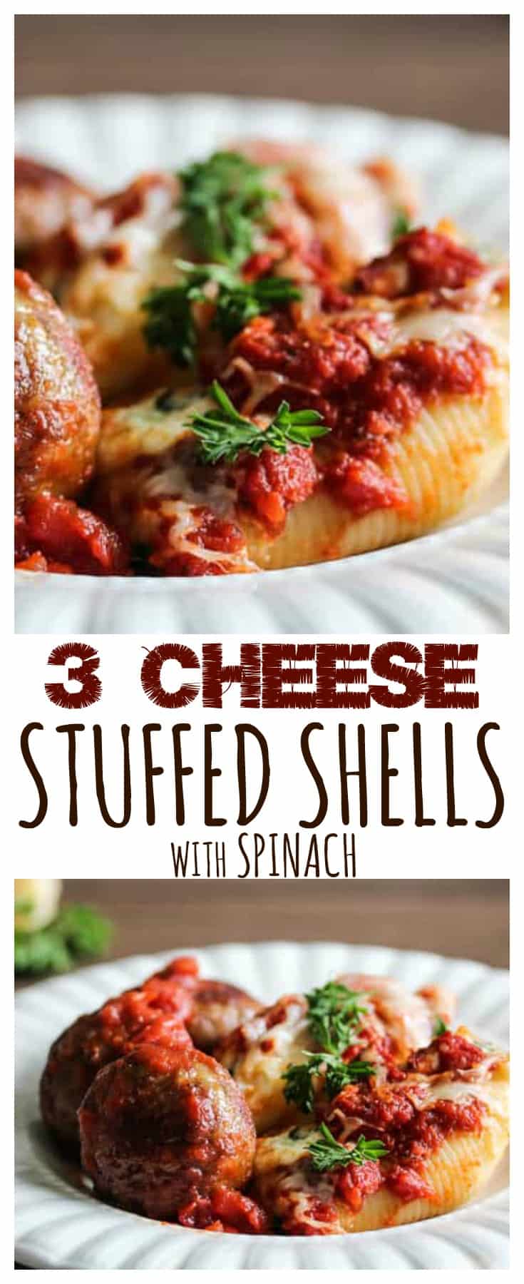 Three Cheese Stuffed Shells with Spinach - Delicious Little Bites