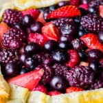 Close up of the baked Mixed Berry Puff Pastry Tart