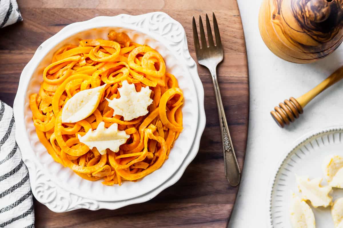Spiralized Sweet Potato (with Brown Sugar Honey Butter