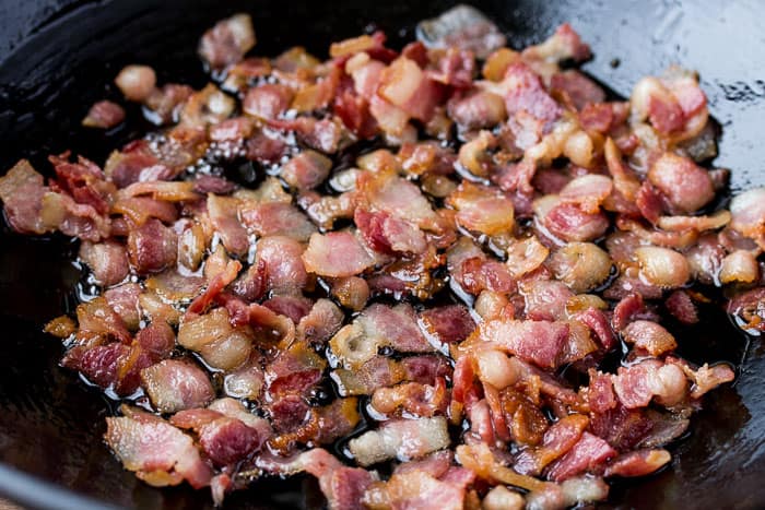 Bacon Cooking in a Skillet close up