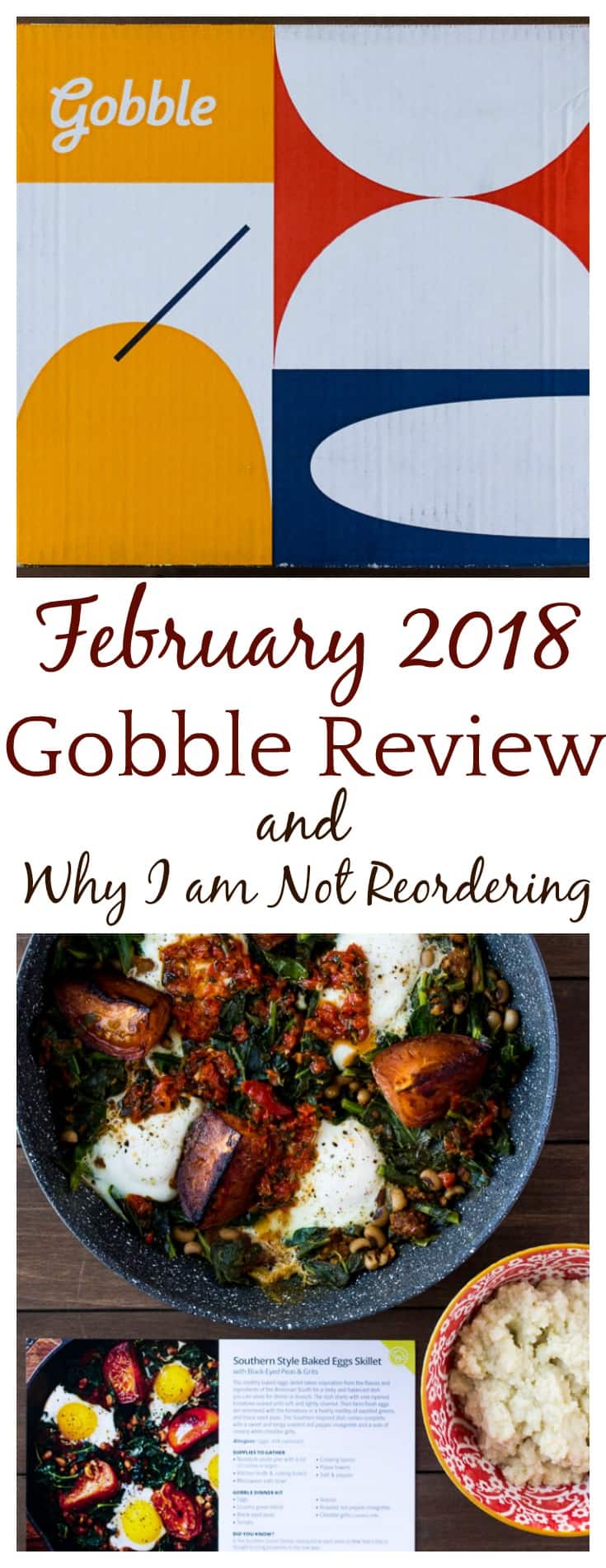 For this February 2018 Gobble review, we tried three meals and chocolate chip cookies! Unfortunately, Gobble did not win me over. See why I won't be recommending this service. | #gobble #gobblereview #mealkits #mealkitreview #subscriptionboxes 