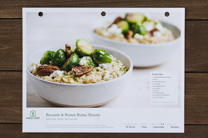 Home Chef Brussels and Brown Butter Risotto Recipe Card