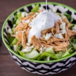 Low Carb Buffalo Chicken Salad Topped with Ranch Dressing