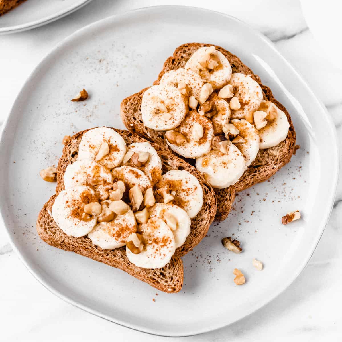 Banana Toast with Brown Sugar, Cinnamon & Walnuts - Delicious Little Bites