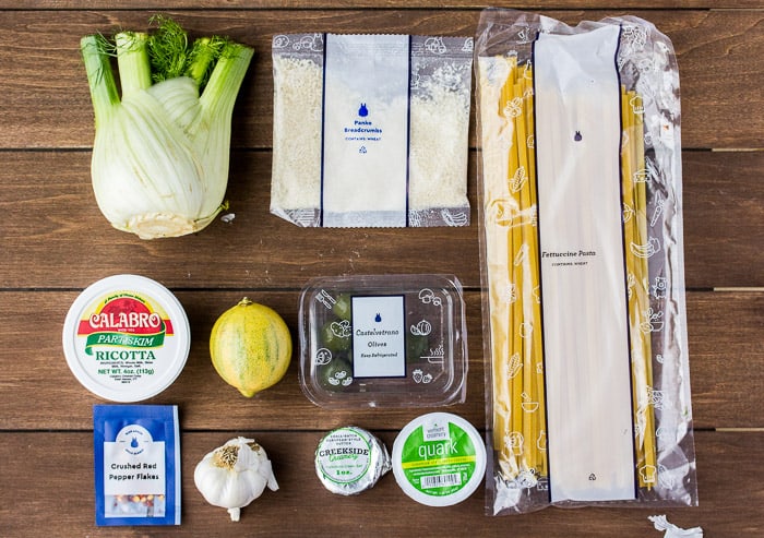 Ingredients for the Fettuccine & Roasted Fennel with Whipped Ricotta & Garlic Breadcrumbs
