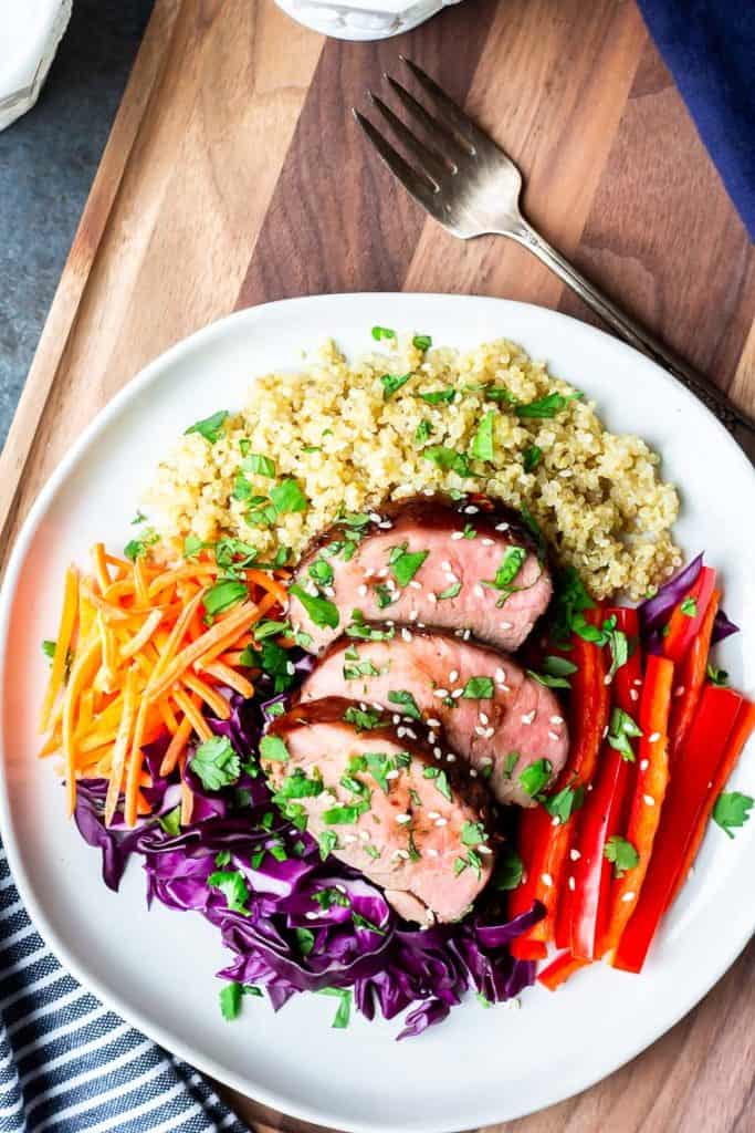Asian Pork Salad with Quinoa - Delicious Little Bites