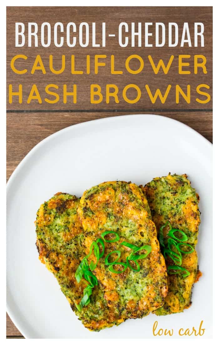 Broccoli Cheddar Cauliflower Hash Browns are a delicious, low carb side that's perfect alongside eggs and bacon! They are also gluten free and suitable for those on a keto diet as well! | breakfast recipe | brunch | #lowcarb #keto #glutenfree #cauliflowerhashbrowns #dlbrecipes