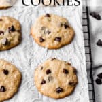 Coconut chocolate chip cookies with text overlay