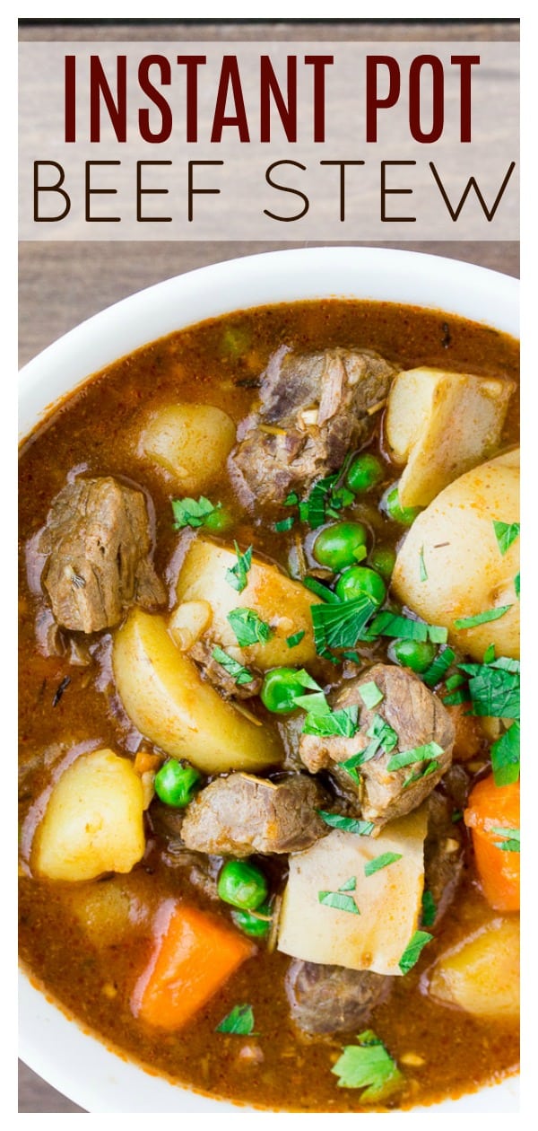 Instant Pot Homemade Beef Stew is just like the main dish mom used to make, but quicker! This soup recipe uses all real ingredients - no soup mixes! It tastes just like you've been cooking all day! | #dlbrecipes #beefstew #instantpotbeefstew #beef #instantpot #maindish
