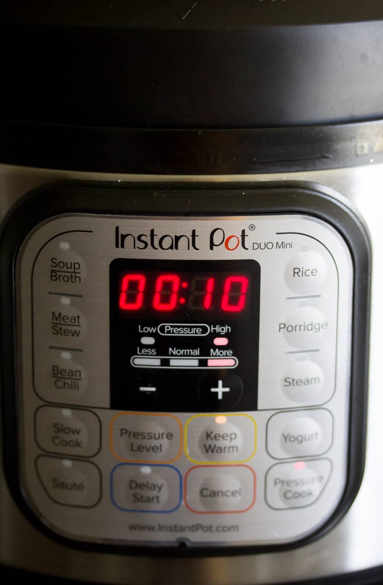 Instant Pot Set to 10 Minutes