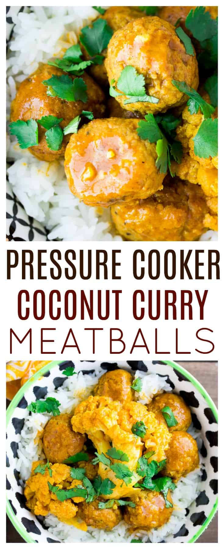 This Instant Pot Coconut Curry Meatballs & Cauliflower recipe is a quick, easy, and super flavorful main dish! It can be made in less than 30 minutes using your pressure cooker and Farm Rich Homestyle Meatballs! | #ad #dlbrecipes #curry #meatballs #farmrich