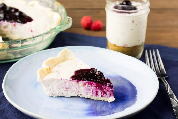 No Bake Raspberry Cheesecake With Blueberry Sauce Delicious Little Bites