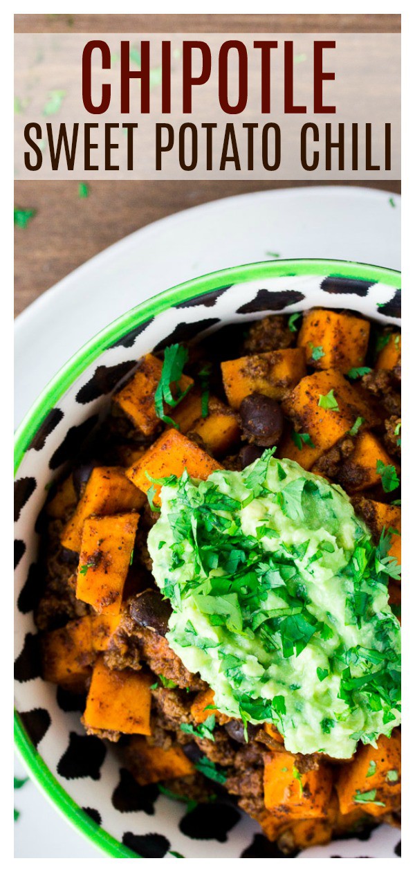 Slow Cooker Chipotle Sweet Potato Chili is an easy recipe that's sure to be a crowd-pleaser! It's sweet, smoky, and crazy delicious! Perfect for entertaining and the ultimate comfort food! | #dlbrecipes #chilirecipe #comfortfood #sweetpotatochili #chipotlechili