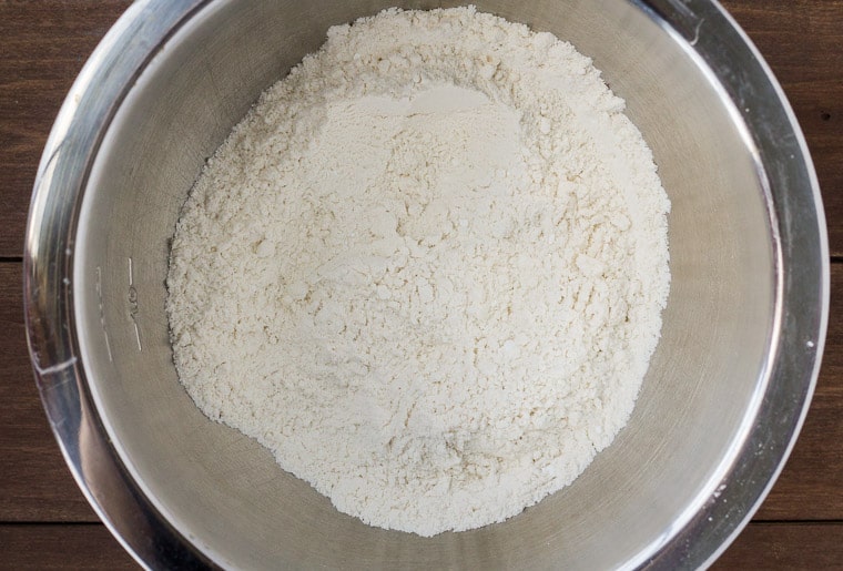 Flour Mixture in a Silver Bowl