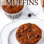 Pumpkin Chocolate Chip Muffins with text overlay.