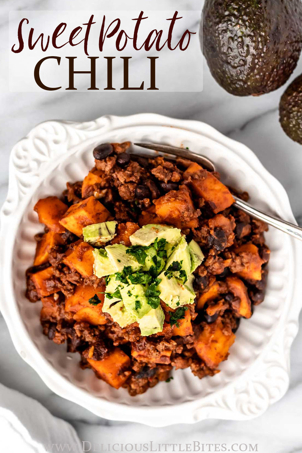 Slow Cooker Sweet Potato Chili with Ground Beef - Delicious Little Bites