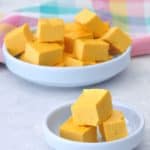 Butternut Squash Fudge Cubs in White Bowls on a light back drop