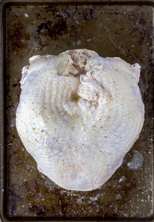 Raw Turkey on a Baking Sheet