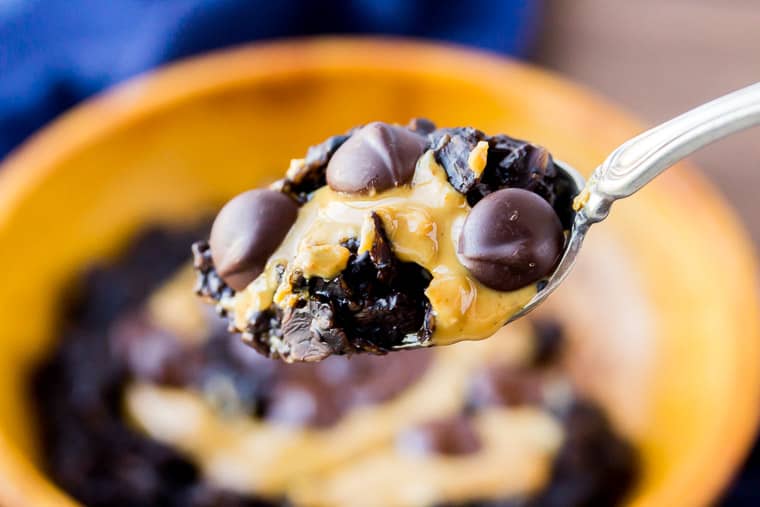 A Spoonful of Dark Chocolate Peanut Butter Oatmeal