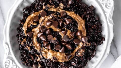 Dark Chocolate Peanut Butter Oatmeal - Delicious Little Bites