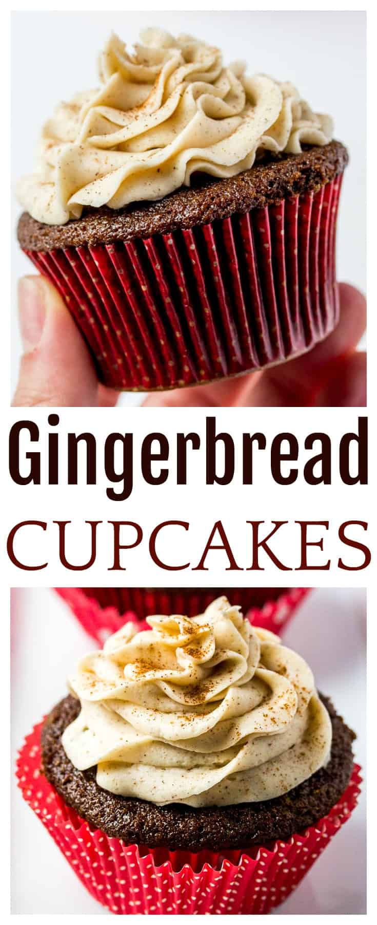 Gingerbread Cupcakes with Cinnamon Vanilla Buttercream Frosting - an easy recipe to bring the best nostalgic, classic taste to the dessert table this Christmas holiday season! Made with molasses and spices, these cupcakes are sure to delight! | #gingerbread #cupcakes