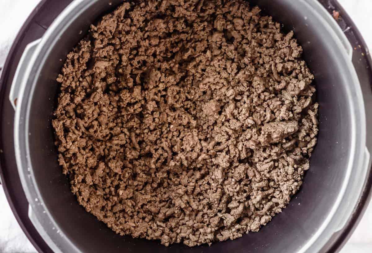 Browned ground beef in an instant pot