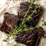 Short ribs with text overlay.