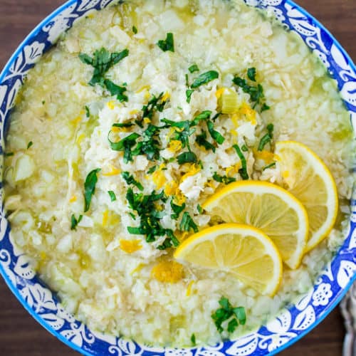 Keto Lemon Chicken Soup with Cauliflower Rice Delicious Little Bites