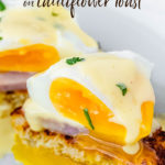 Keto eggs benedict with text overlay
