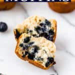 blueberry muffins with text overlay