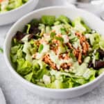 Buffalo chicken salad in a white bowl.