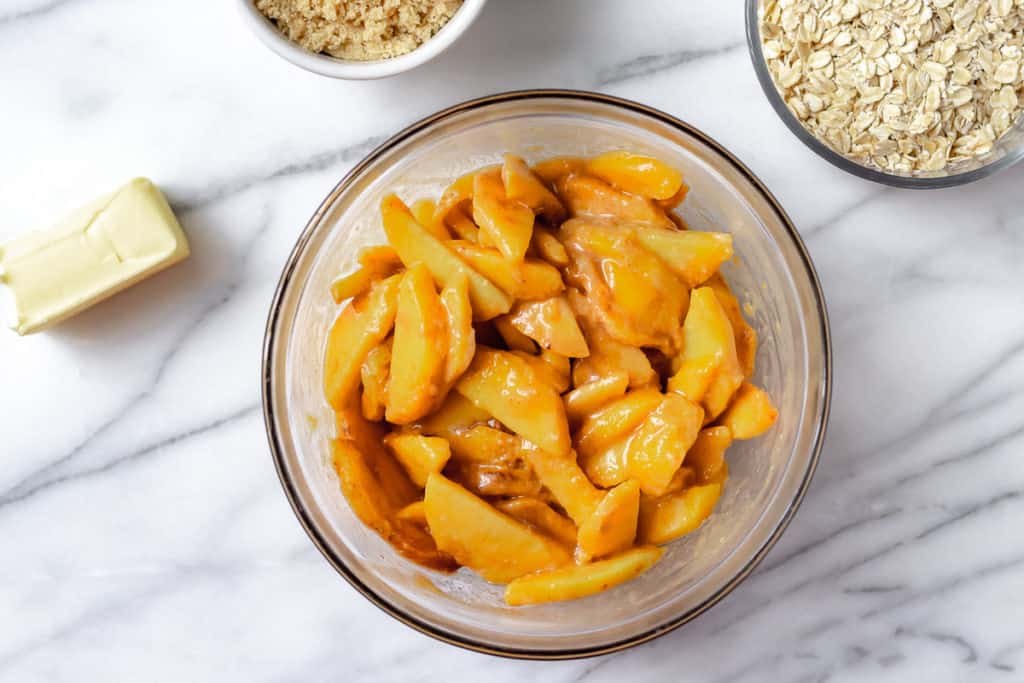 Peach Crisp (Gluten Free Friendly) - Delicious Little Bites