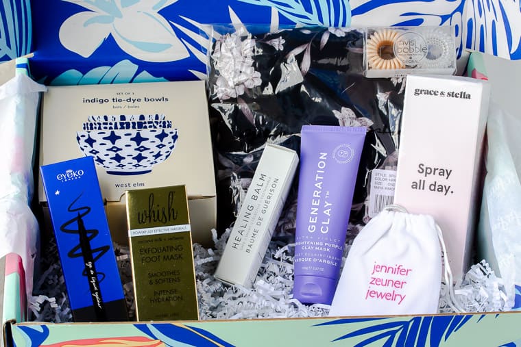 Summer 2019 FabFitFun box with all of the items laid outside