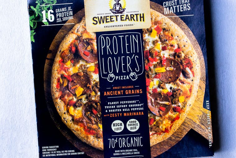 Sweet Earth Protein Lover's Pizza in it's box