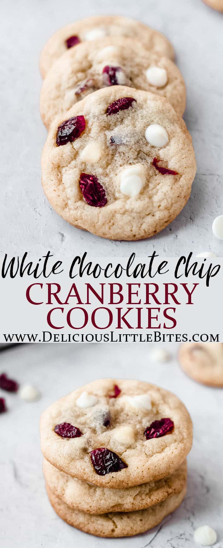 White Chocolate Chip Cranberry Cookies (Soft Baked) - Delicious Little ...