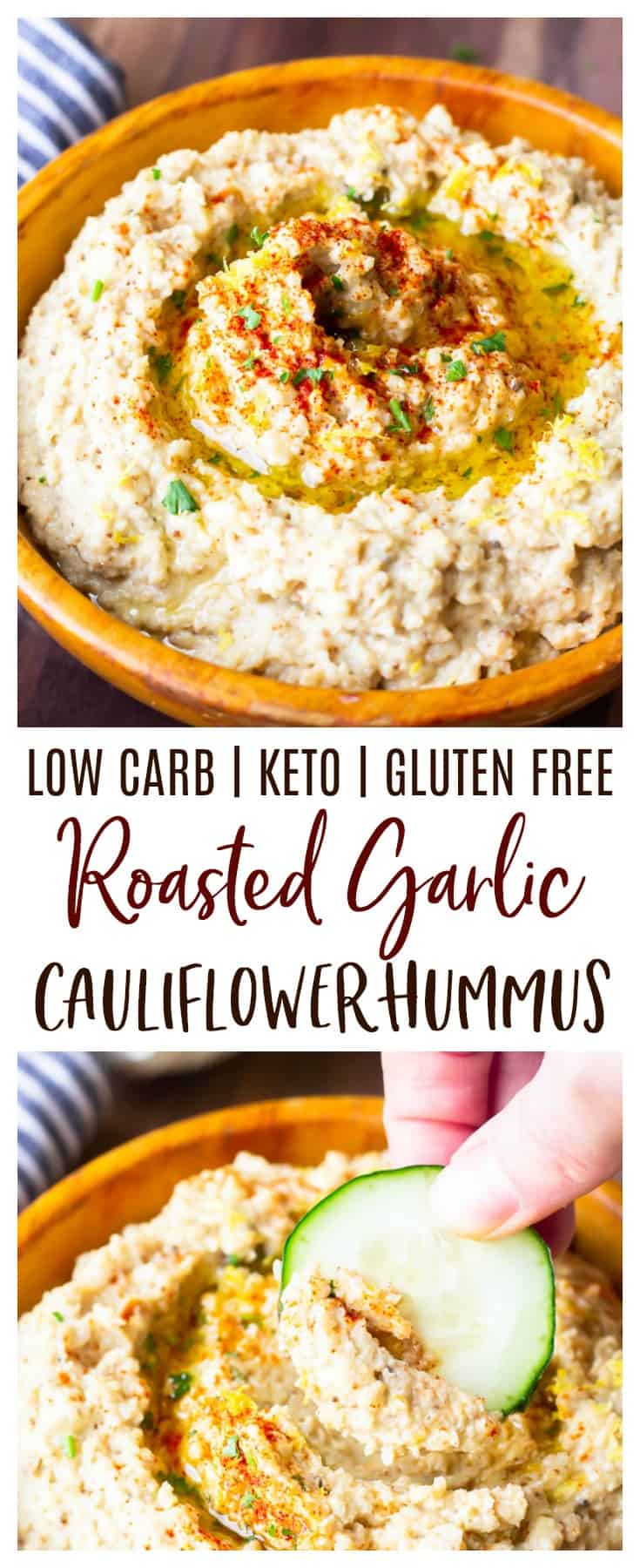 Easy Keto Roasted Garlic Cauliflower Hummus Recipe - Delicious Little Bites
