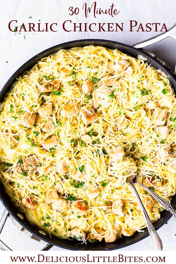 Creamy One Pot Garlic Chicken Pasta Recipe - Delicious Little Bites